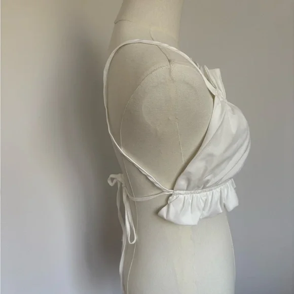 White Ruffled Women's Top - Picture 2 of 5